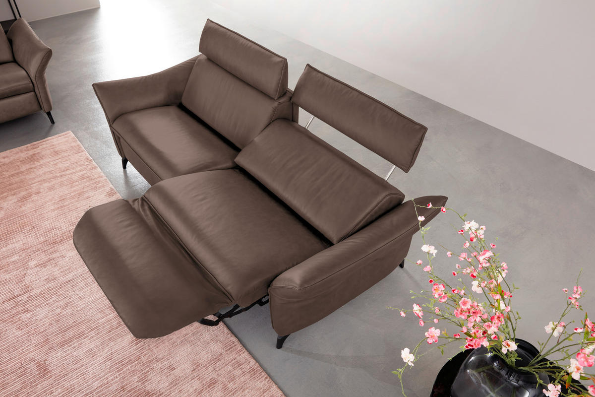 2,5-SITZER in Echtleder Dunkelbraun  - Anthrazit/Dunkelbraun, Design, Leder/Metall (194/94/95cm) - Himolla