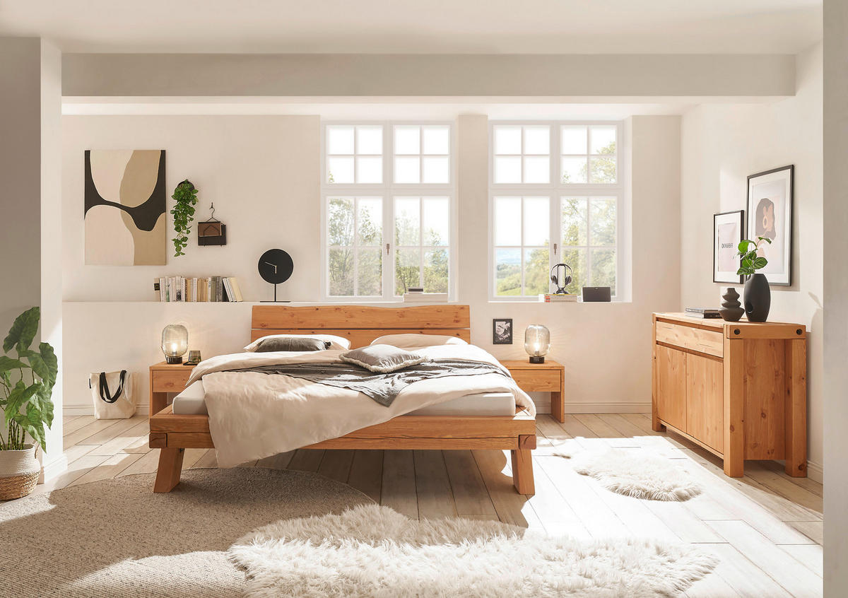 BALKENBETT 180/200 cm,  in Honigeiche,  - Honigeiche, MODERN, Holz (180/200cm) - Livetastic