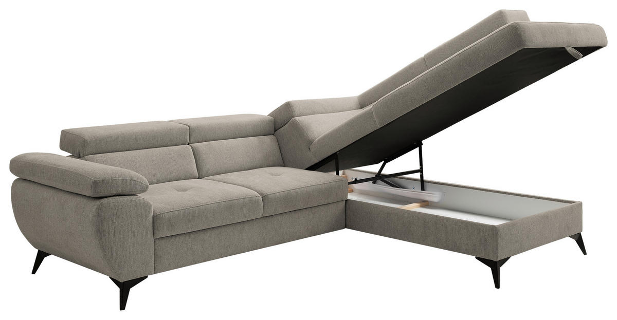 SOFFA i taupe  - svart/taupe, Design, metall/textil (256/75-90/200cm) - Carryhome