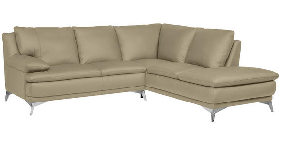 ECKSOFA Fango Echtleder  - Chromfarben/Fango, Design, Leder/Metall (242/224cm) - Novel