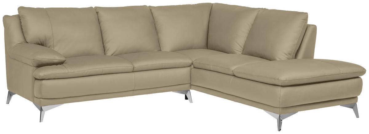 ECKSOFA Fango Echtleder  - Chromfarben/Fango, Design, Leder/Metall (242/224cm) - Novel