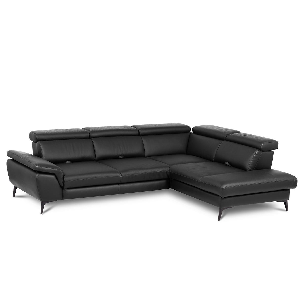 ECKSOFA  in Lederlook Echtleder Schwarz  274/220 cm  - Schwarz, Design, Leder/Textil (274/220cm) - Livetastic