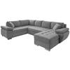 Wohnlandschaft Silberfarben Mikrofaser  - Chromfarben/Silberfarben, KONVENTIONELL, Textil/Metall (219/305/157cm) - Livetastic