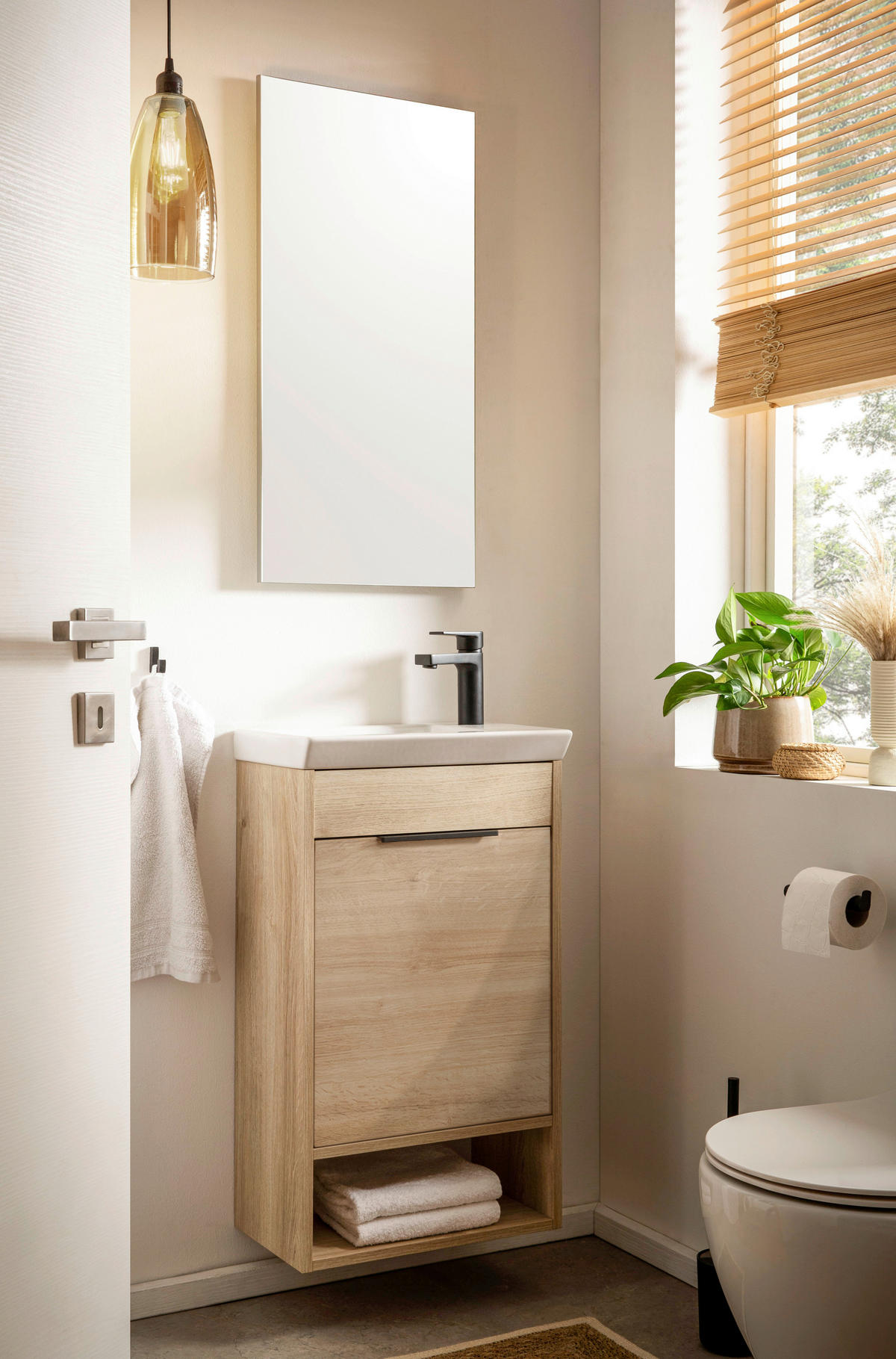 WASCHTISCHKOMBI 45,5 cm  - Eiche Bianco/Eichefarben, Design, Keramik/Holzwerkstoff (45,5cm) - Stylife
