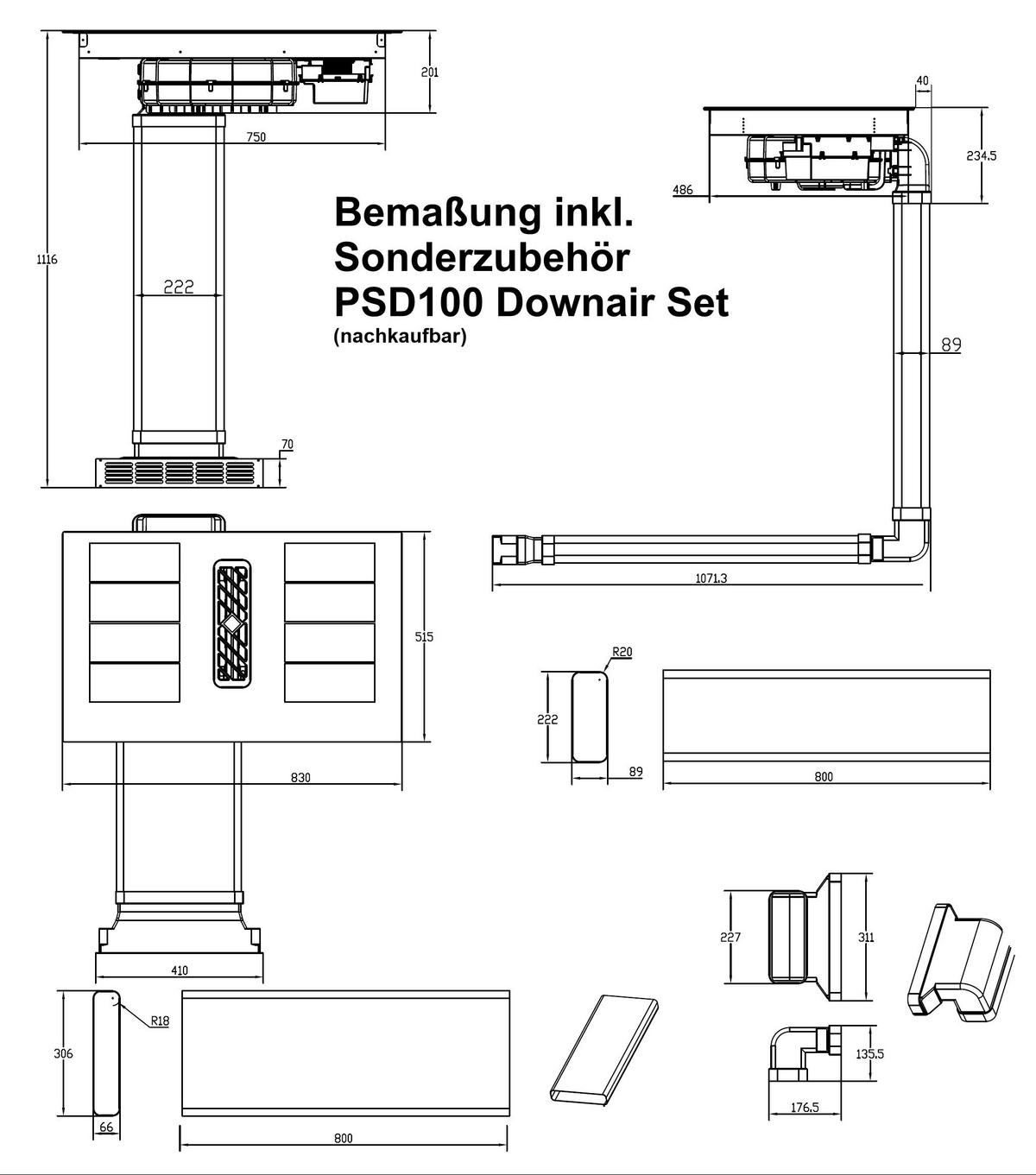 ABLUFTKANAL PSD 100  - Weiß, Basics, Kunststoff (80/6,6/30,6cm) - Amica
