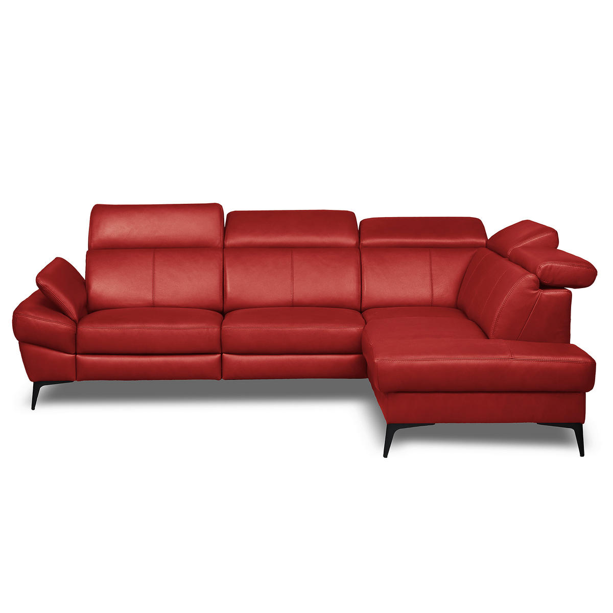 ECKSOFA Lederlook Echtleder Rot  - Rot/Schwarz, Design, Leder/Textil (264/211cm) - Livetastic
