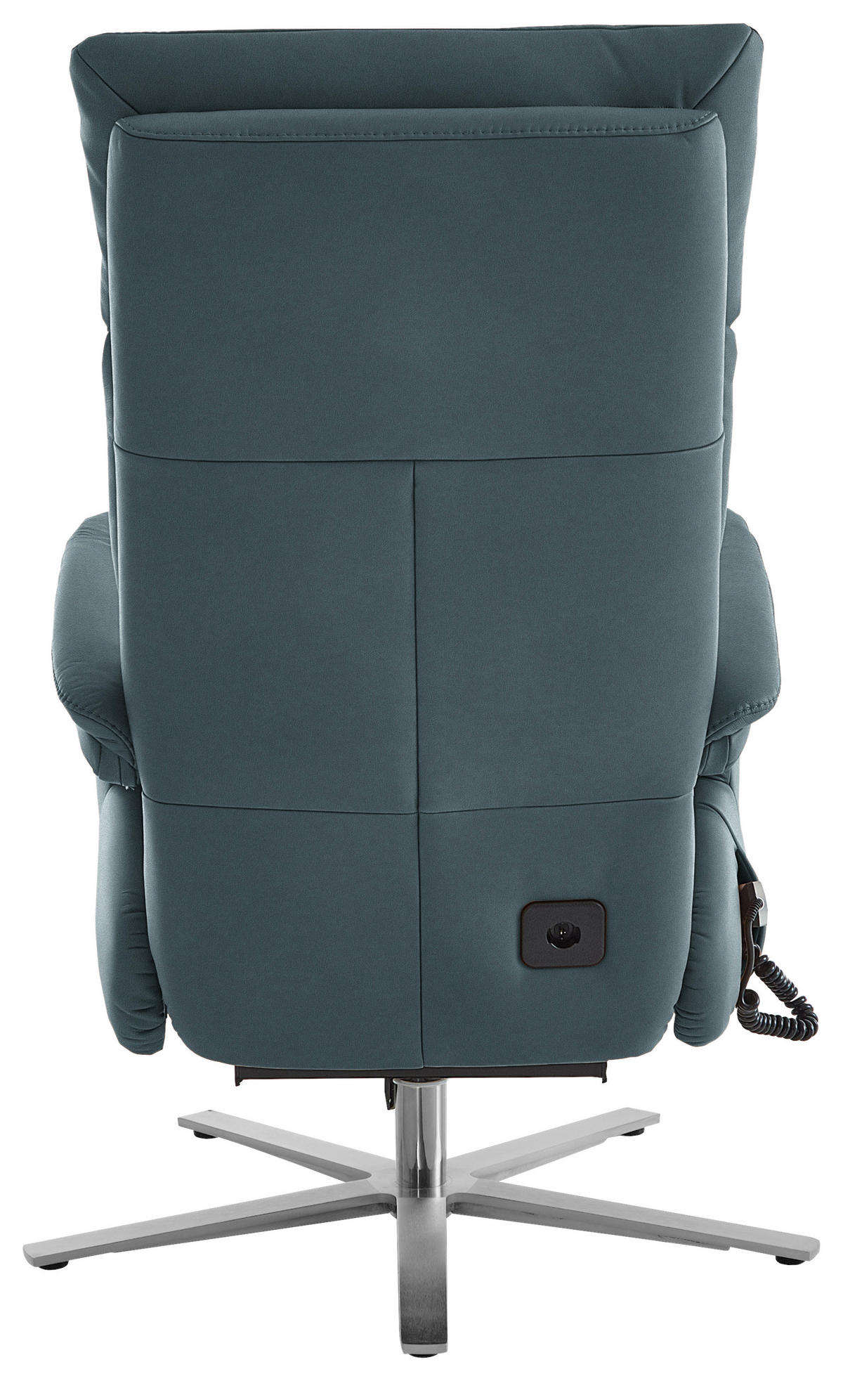 RELAXSESSEL in Leder Blaugrau  - Edelstahlfarben/Blaugrau, Design, Leder/Metall (70/124/85cm) - Cantus
