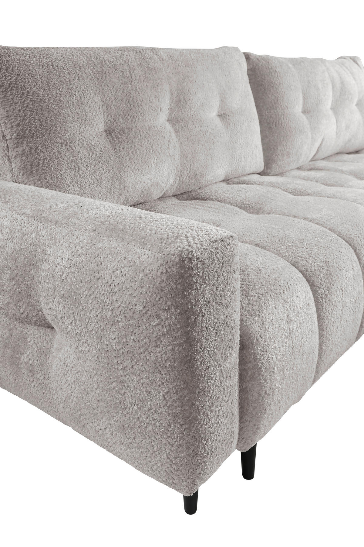 ECKSOFA in Chenille Ecru  - Ecru/Schwarz, Konventionell, Holz/Textil (266/180cm) - MID.YOU