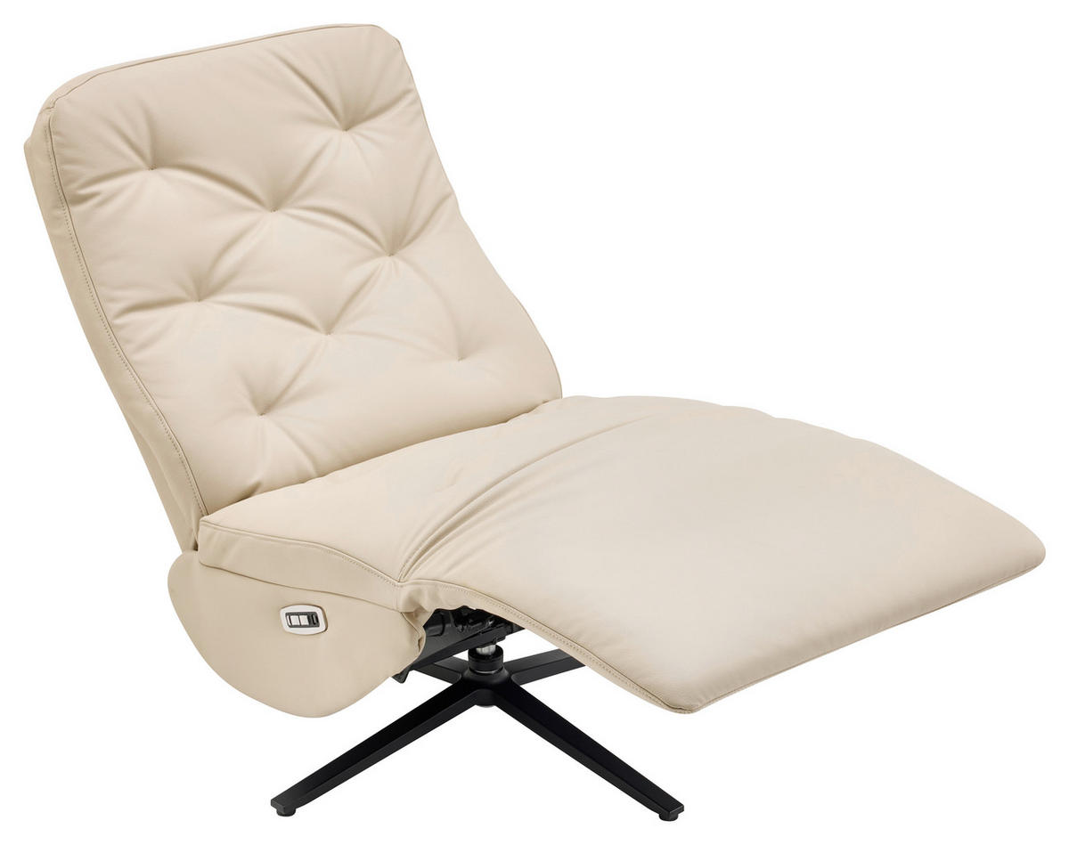 RELAXSESSEL Webstoff Relaxfunktion, Fußteilverstellung    - Creme/Schwarz, Design, Textil/Metall (68/113/84cm) - Livetastic