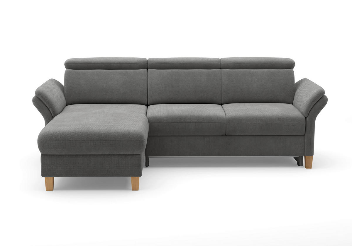 ECKSOFA GLENDALE E Grau Flachgewebe  - Eichefarben/Grau, KONVENTIONELL, Holz/Textil (166/253cm) - Sit & More