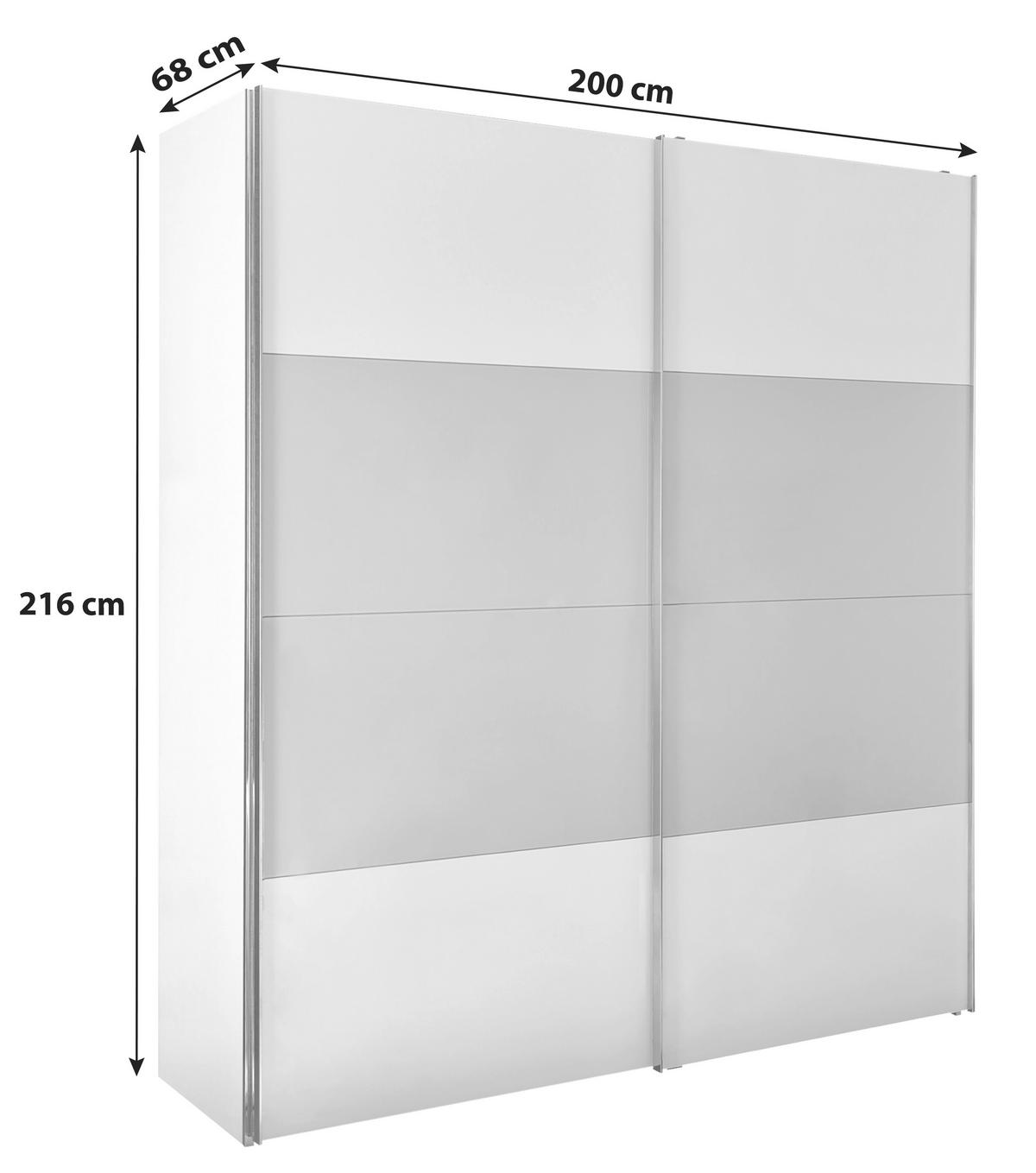 OMARA Z DRSNIMI VRATI, siva, bela  - barve kroma/siva, Moderno, kovina/leseni material (200/216/68cm) - MID.YOU