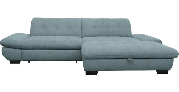 ECKSOFA  in Mikrofaser Pastellblau  290/198 cm  - Pastellblau/Schwarz, Design, Textil/Metall (290/198cm) - Xora