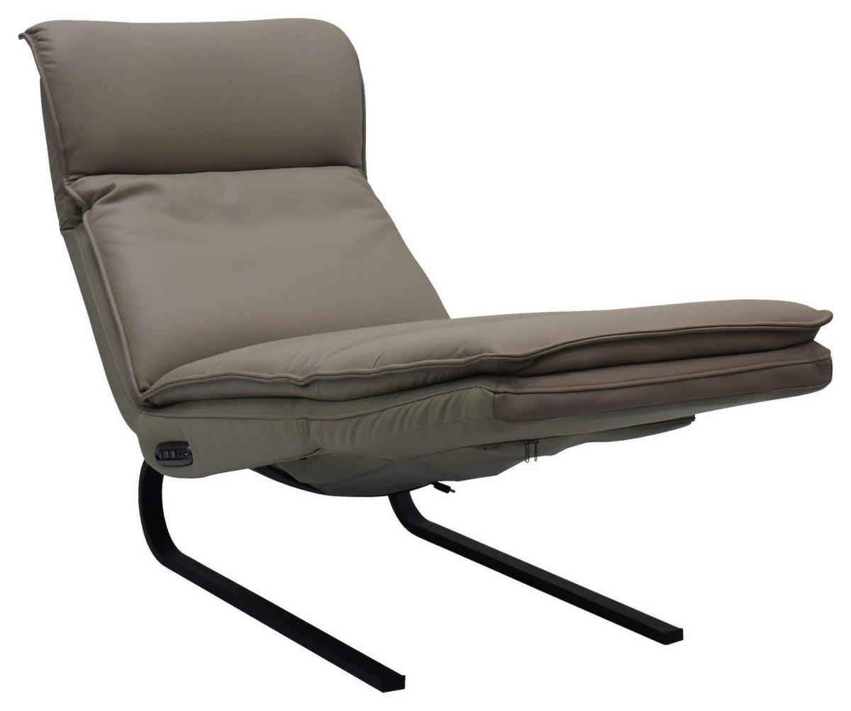 RELAXLIEGE Lederlook Kombination Echtleder/Lederlook Grau  - Schwarz/Grau, Design, Leder/Holz (69/108-86/130-174cm) - Lomoco