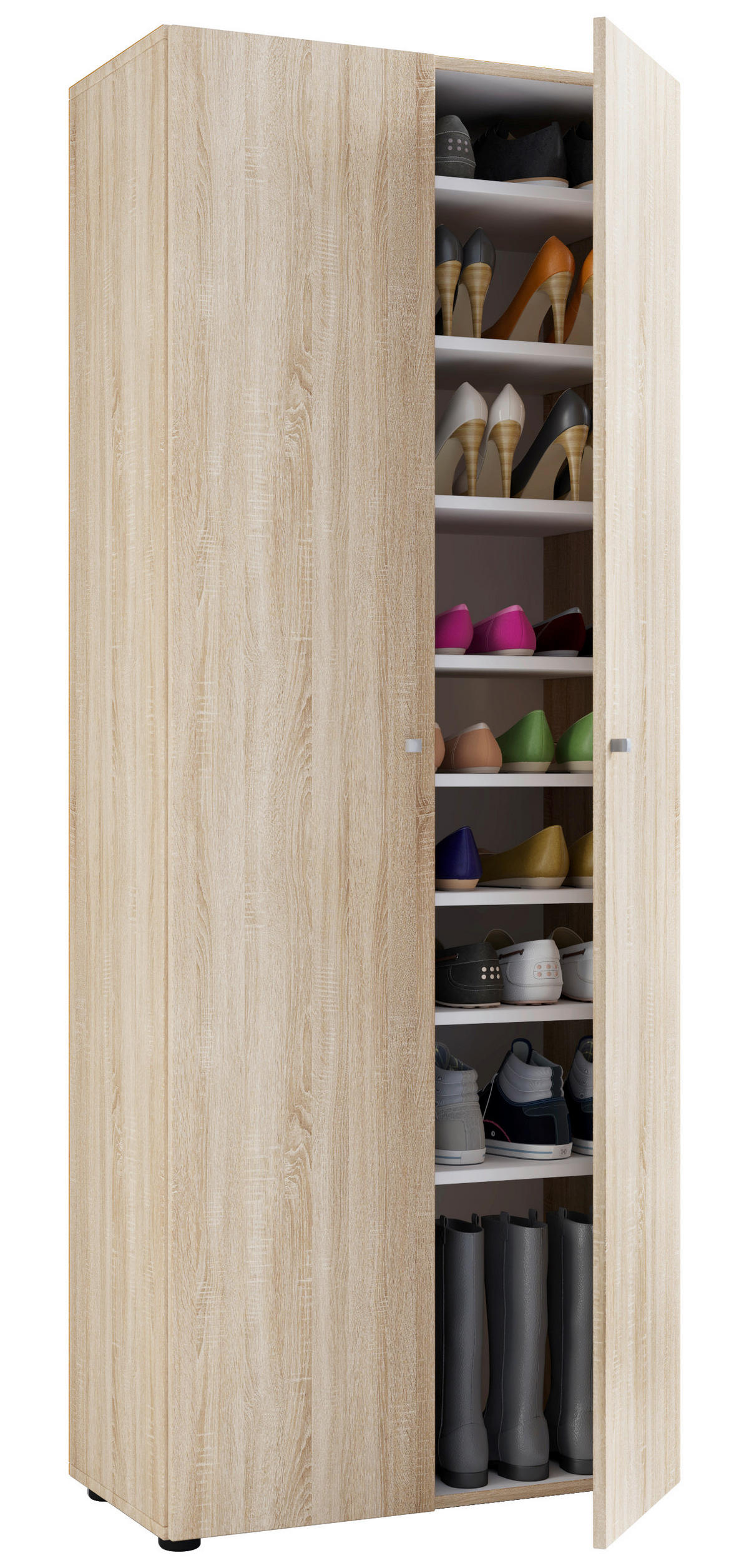 SCHUHSCHRANK Sonoma Eiche  - Schwarz/Sonoma Eiche, Design, Holzwerkstoff/Kunststoff (71/180/39cm) - MID.YOU