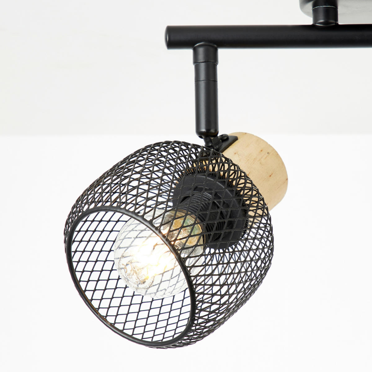 DECKENSTRAHLER - Schwarz/Kieferfarben, Basics, Holz/Metall (38/17,5/10cm) - Brilliant