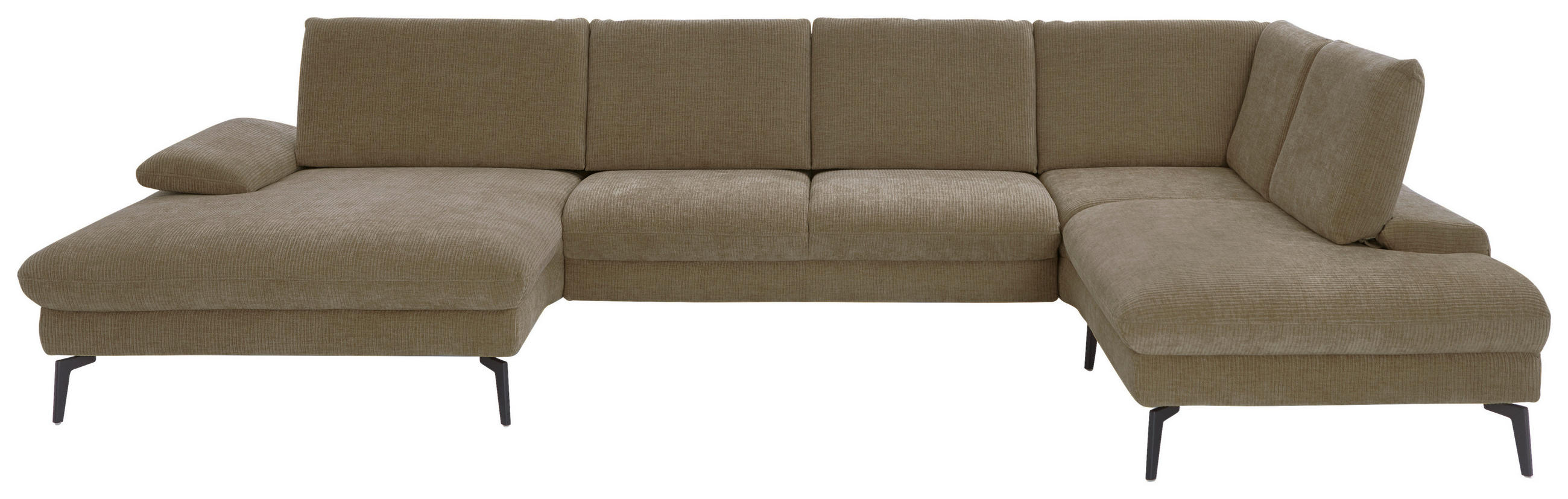 WOHNLANDSCHAFT in Webstoff Hellbraun  - Hellbraun/Schwarz, Design, Textil/Metall (157/354/208cm) - Dieter Knoll