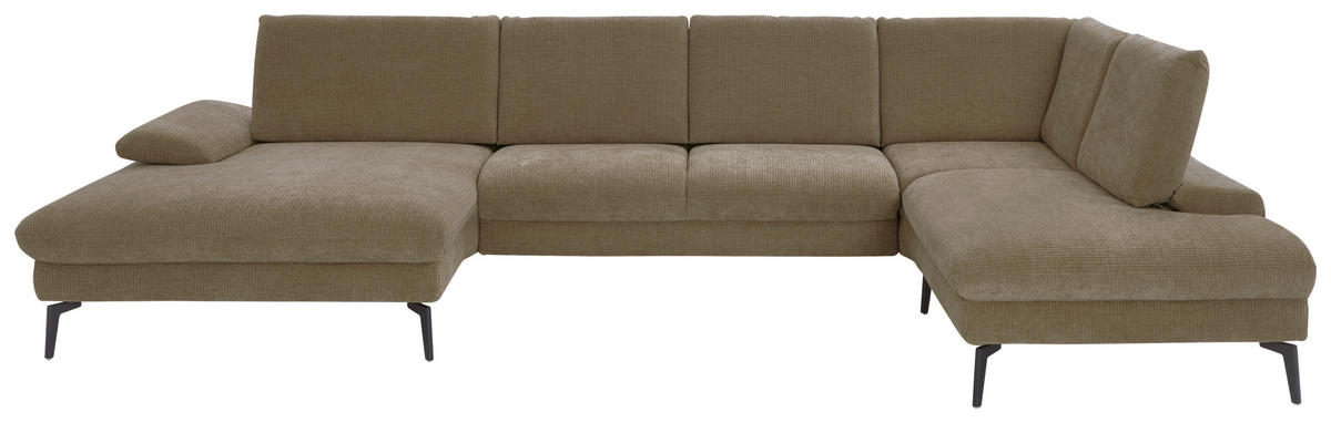 WOHNLANDSCHAFT in Webstoff Hellbraun  - Hellbraun/Schwarz, Design, Textil/Metall (157/354/208cm) - Dieter Knoll