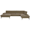 WOHNLANDSCHAFT in Webstoff Hellbraun  - Hellbraun/Schwarz, Design, Textil/Metall (157/354/208cm) - Dieter Knoll