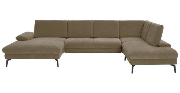 WOHNLANDSCHAFT in Webstoff Hellbraun  - Hellbraun/Schwarz, Design, Textil/Metall (157/354/208cm) - Dieter Knoll
