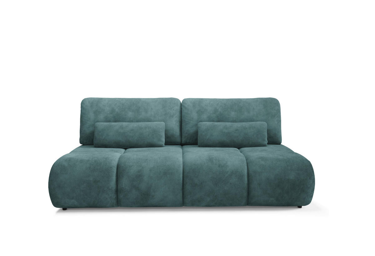 SCHLAFSOFA MARON  mit Samt Petrol  - Petrol/Schwarz, Design, Kunststoff/Textil (219/94/110cm) - Livetastic