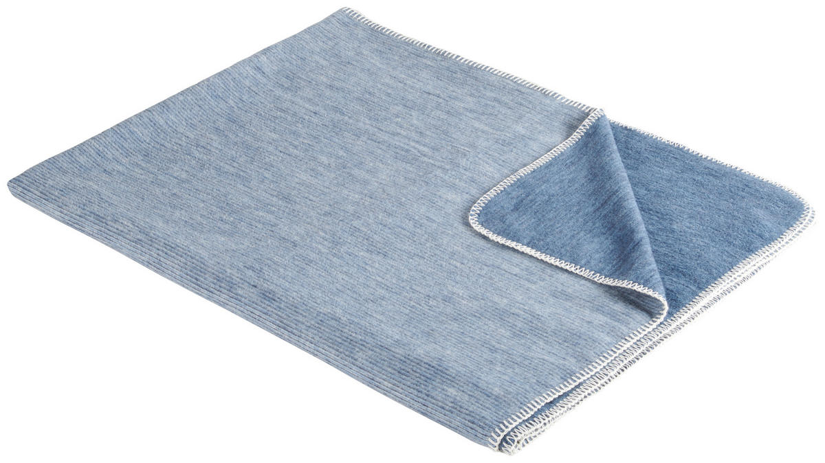 PLAID LEELA 140/200 cm  - Blau, Basics, Textil (140/200cm) - Bio:Vio