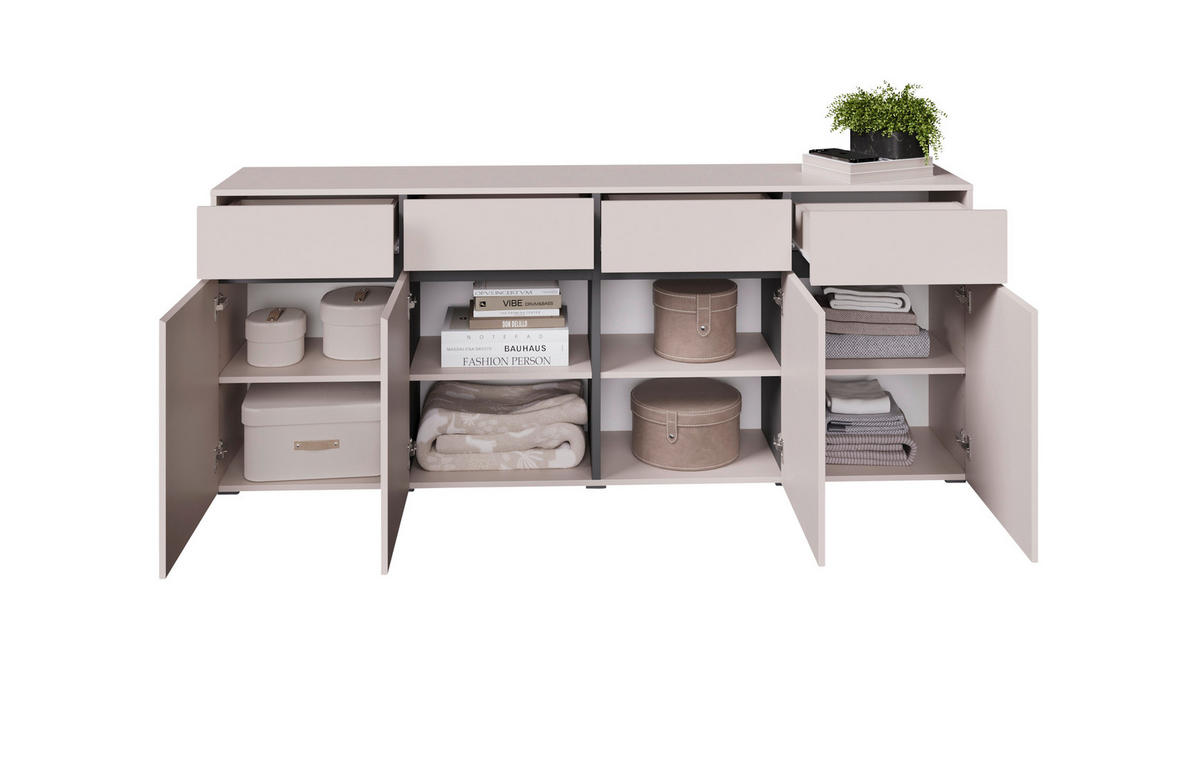SIDEBOARD  200/79,6/39,8 cm 4 Schublade(n)  - Kaschmir/Schwarz, Design, Holzwerkstoff/Kunststoff (200/79,6/39,8cm) - Xora