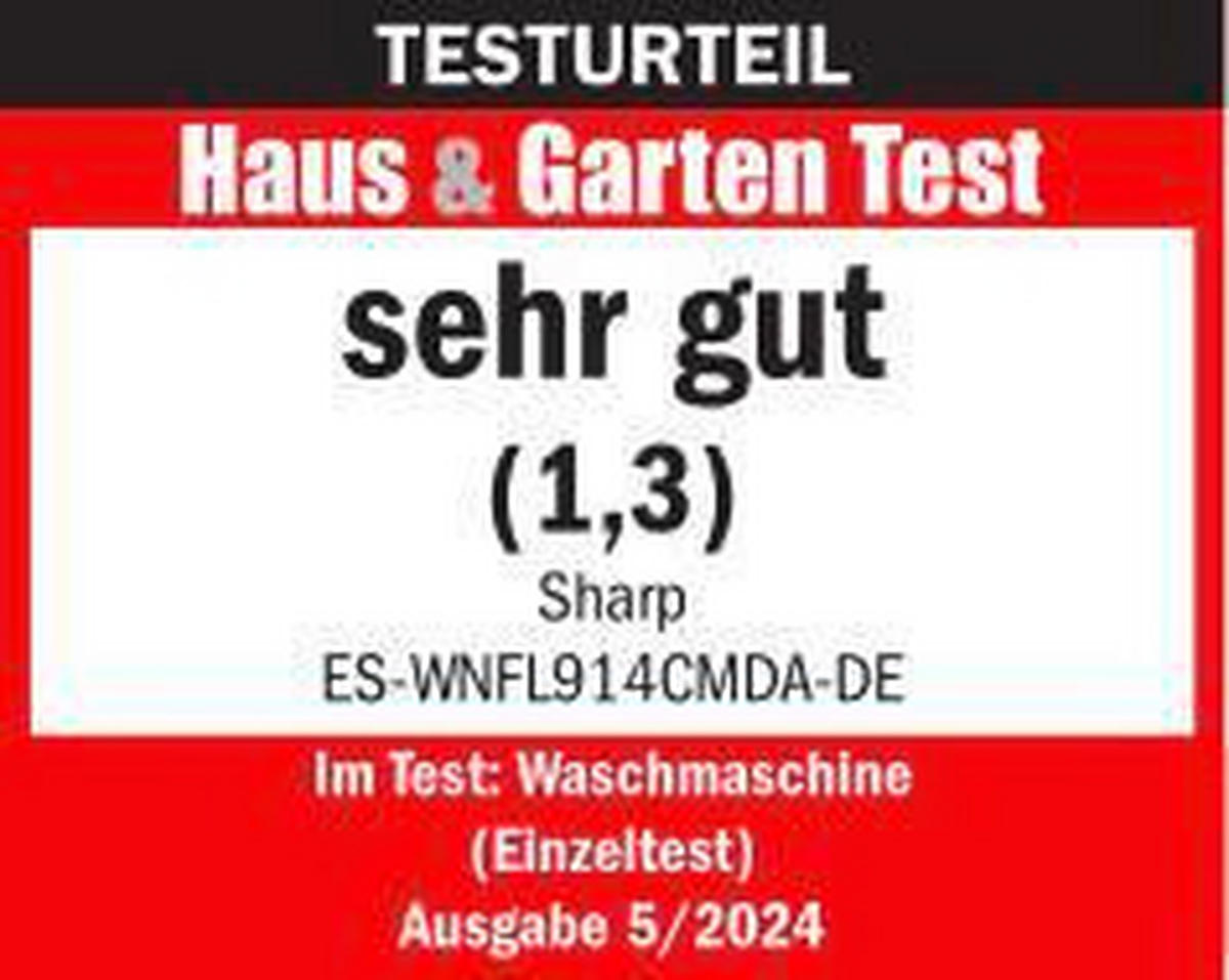WASCHMASCHINE ES-WNFL914CMDA-DE  - Schwarz, Basics, Glas/Kunststoff (60/85/58cm) - Sharp