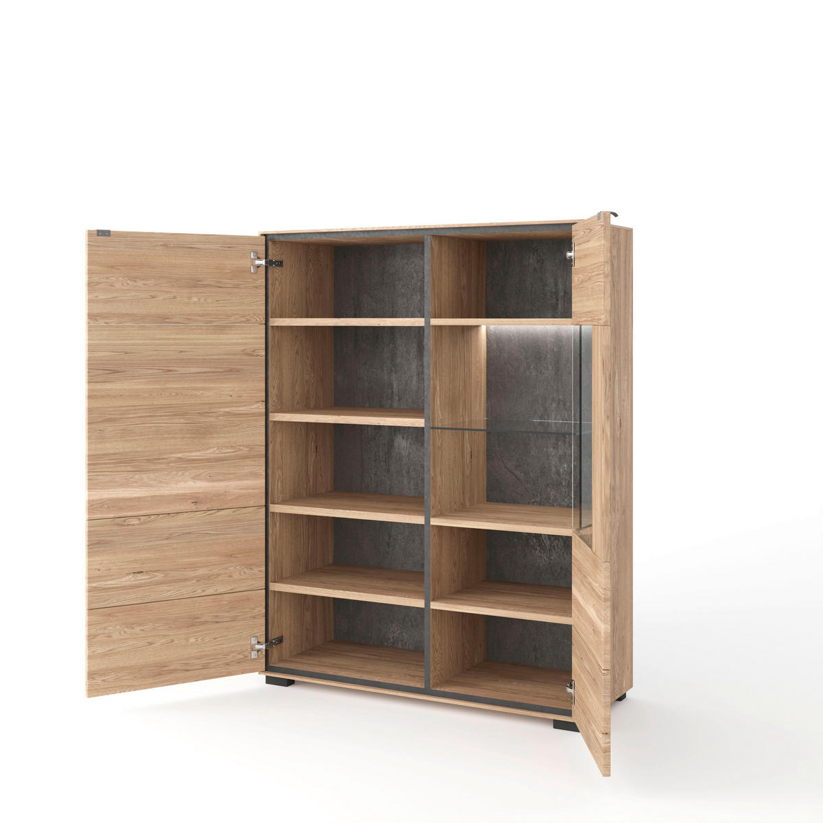 VITRINE in massiv Eiche Eichefarben  - Eichefarben, Design, Holz/Holzwerkstoff (93,2/140/40,6cm) - Livetastic