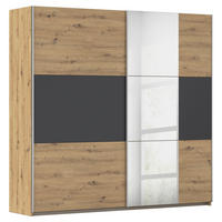 SCHWEBETÜRENSCHRANK 218/210/59 cm 2-türig Grau, Klar, Eiche Artisan  - Klar/Alufarben, KONVENTIONELL, Holzwerkstoff/Metall (218/210/59cm)