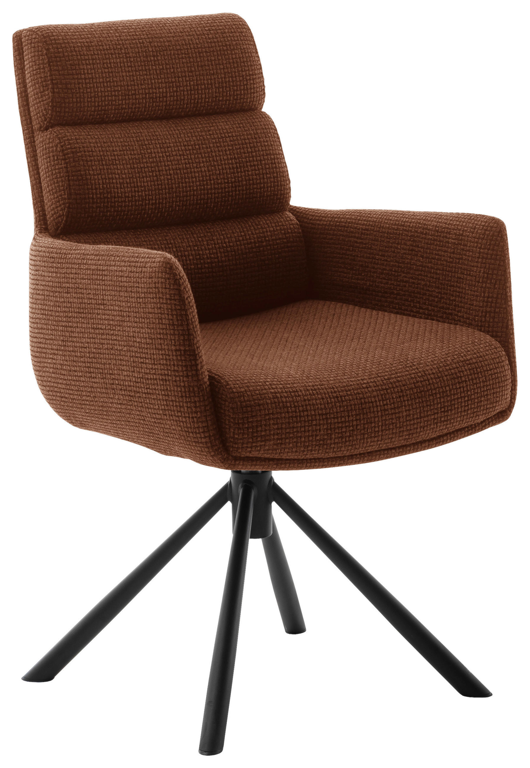 ARMLEHNSTUHL  Stoffauswahl, Typenauswahl, Sitzfläche 360° drehbar, Gestellauswahl Webstoff  Schwarz, Rostfarben  - Rostfarben/Schwarz, Design, Textil/Metall (61/90/64cm) - Dieter Knoll