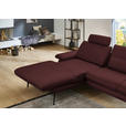 ECKSOFA in Echtleder Beere  180/310 cm  - Beere/Schwarz, Design, Leder/Metall (180/310cm) - Dieter Knoll
