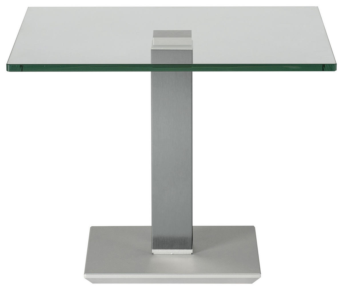 BEISTELLTISCH 60/60/46-65 cm Grau, Edelstahlfarben quadratisch  - Edelstahlfarben/Grau, Design, Glas/Kunststoff (60/60/46-65cm)