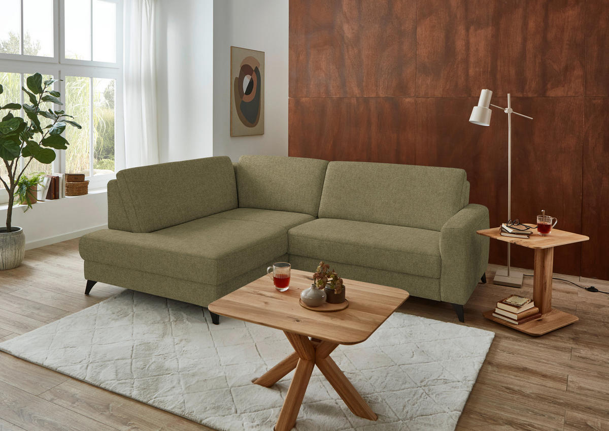 ECKSOFA  Chenille Schilfgrün  - Schilfgrün/Schwarz, Design, Textil/Metall (182/239cm) - Beldomo Comfort