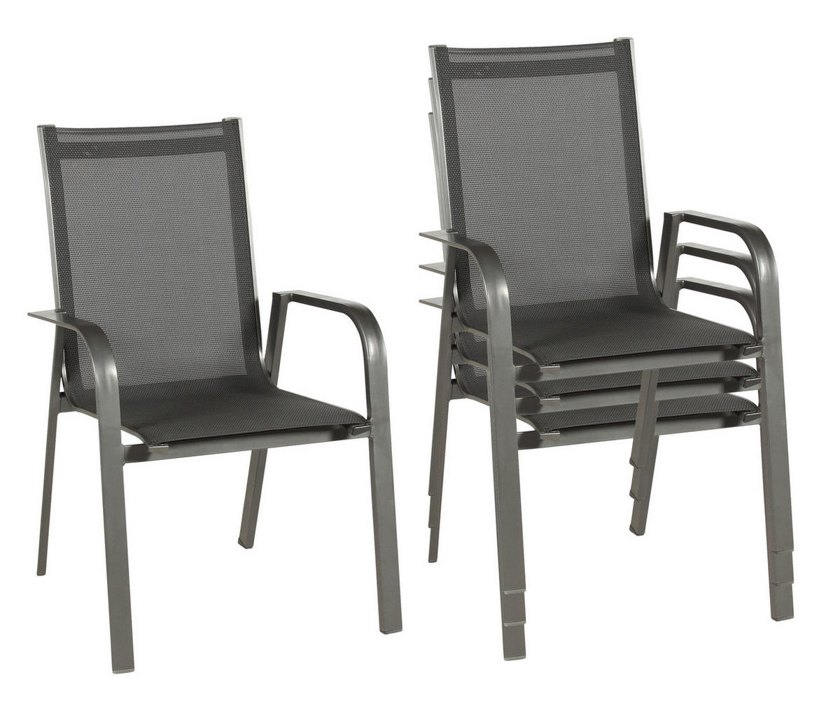 GARTENSET beschichtet Aluminium  - Schieferfarben/Anthrazit, Basics, Textil/Metall (160+60/98/72cm) - Acamp
