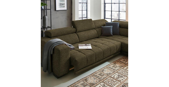 ECKSOFA in Mikrofaser Dunkelgrün 301/207 cm - Dunkelgrün/Schwarz, Design, Textil/Metall (301/207cm) - Xora