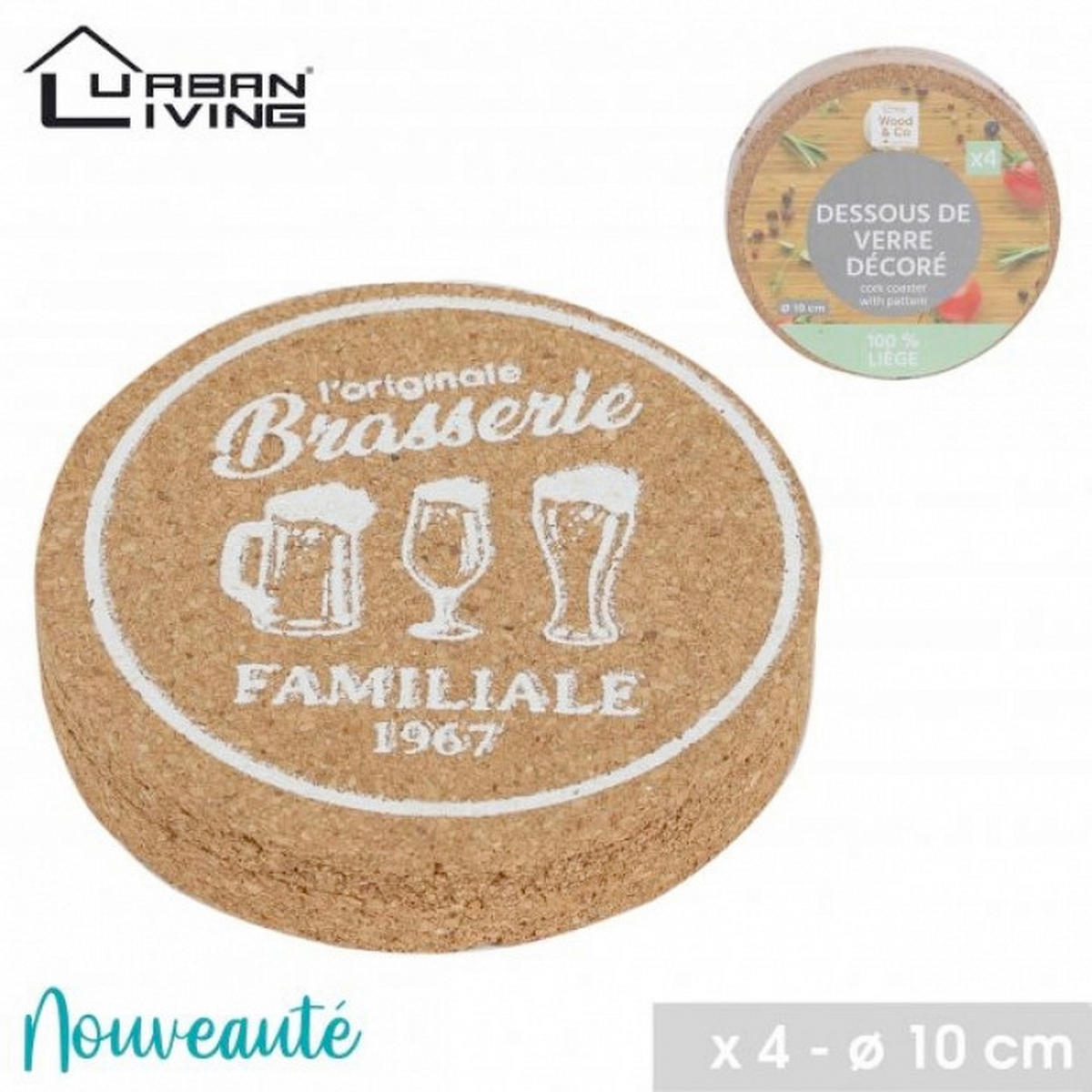 PODMETAČ ZA ČAŠU  - prirodne boje, Basics, drvo (10/10/0,5cm)