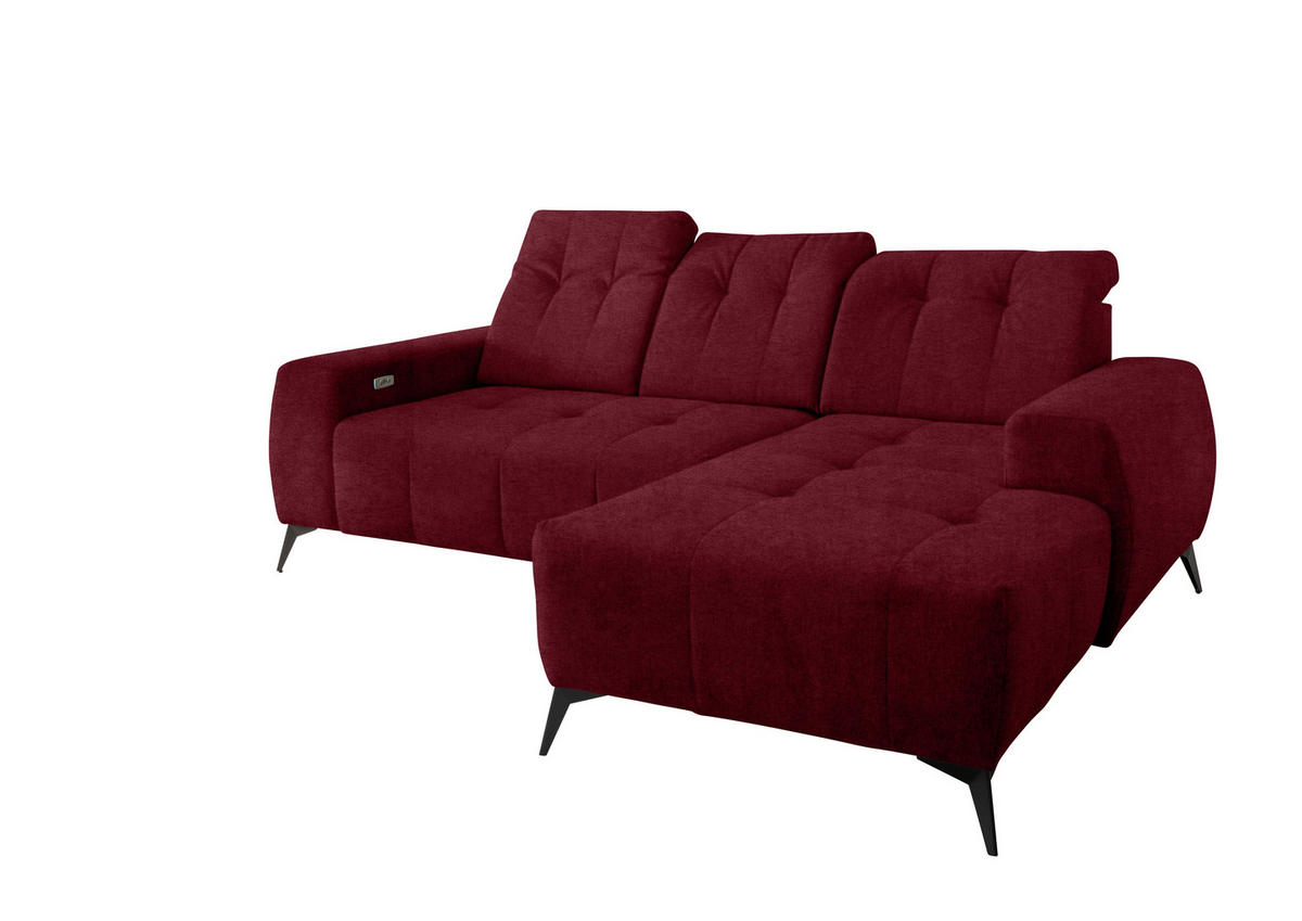 ECKSOFA in Mikrofaser Bordeaux  - Bordeaux/Schwarz, Modern, Textil/Metall (180/258cm) - Livetastic