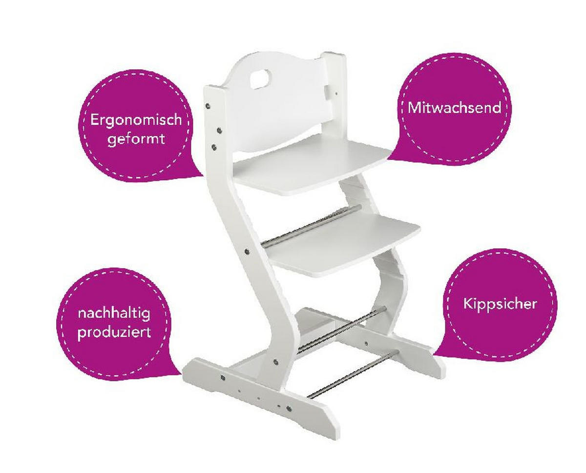 KINDERSTUHL - Weiß, Basics, Holz (50/43/81cm) - tiSsi