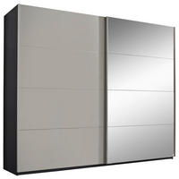 SCHWEBETÜRENSCHRANK Graphitfarben, Grau  - Alufarben/Graphitfarben, Design, Glas/Holzwerkstoff (316/236/68cm) - Xora