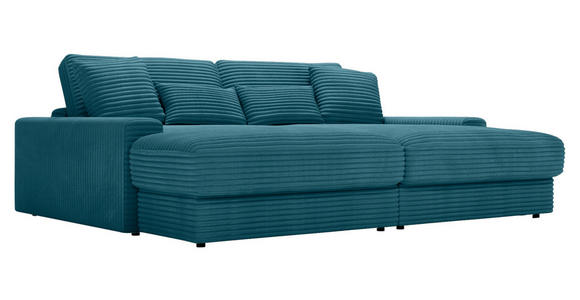 BIGSOFA Cord Petrol - Petrol/Schwarz, MODERN, Kunststoff/Textil (230/85/190cm) - Carryhome