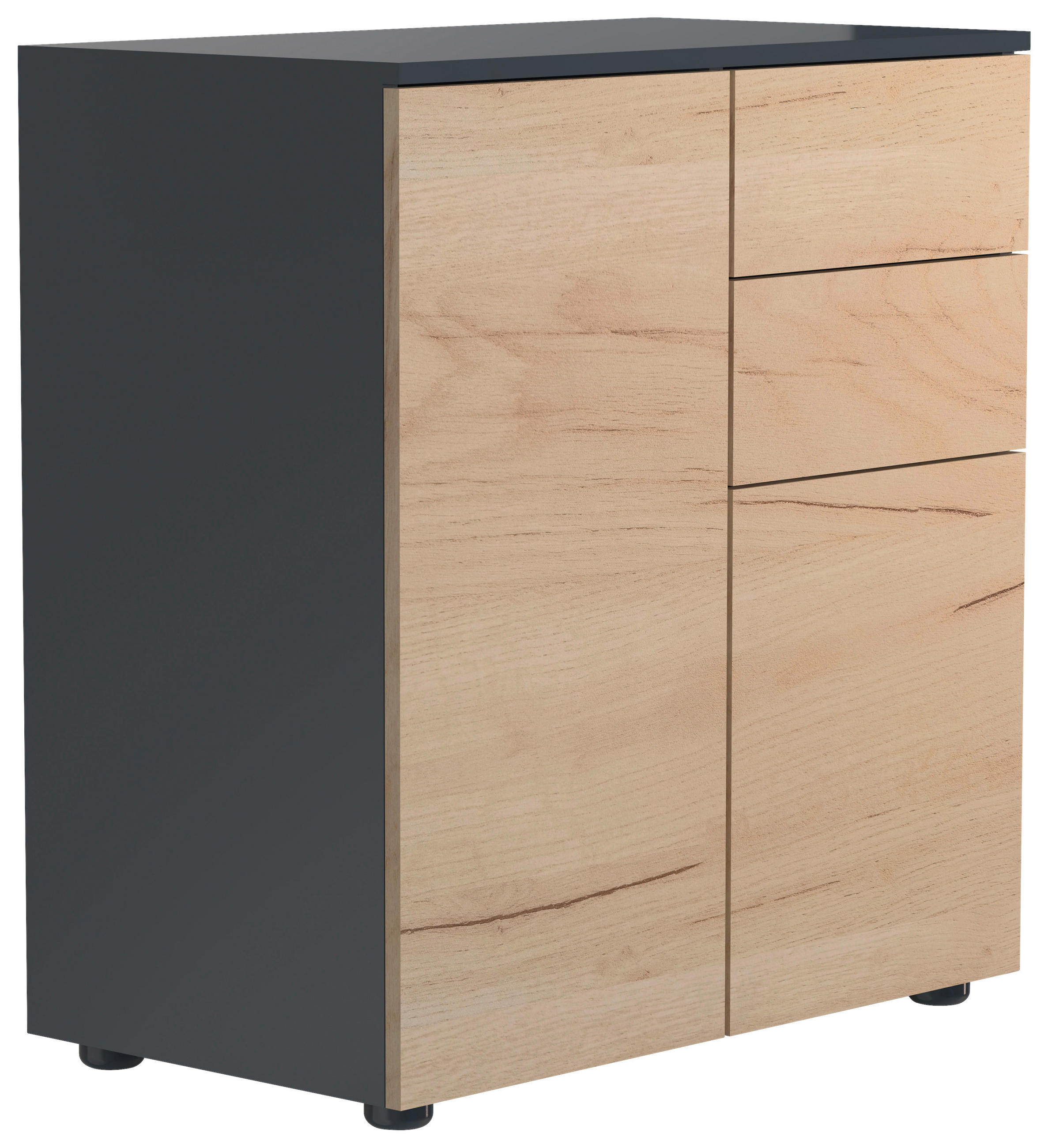 KOMMODE , 70/77/39 cm, 2 Schublade(n)  - Honigeiche/Anthrazit, MODERN, Holzwerkstoff/Kunststoff (70/77/39cm) - MID.YOU