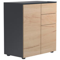 KOMMODE , 70/77/39 cm, 2 Schublade(n)  - Honigeiche/Anthrazit, MODERN, Holzwerkstoff/Kunststoff (70/77/39cm) - MID.YOU