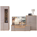 WOHNWAND  in Grau, Buchefarben, Alteiche  315/215/53 cm  - Alteiche/Buchefarben, KONVENTIONELL, Glas/Holzwerkstoff (315/215/53cm) - Venda