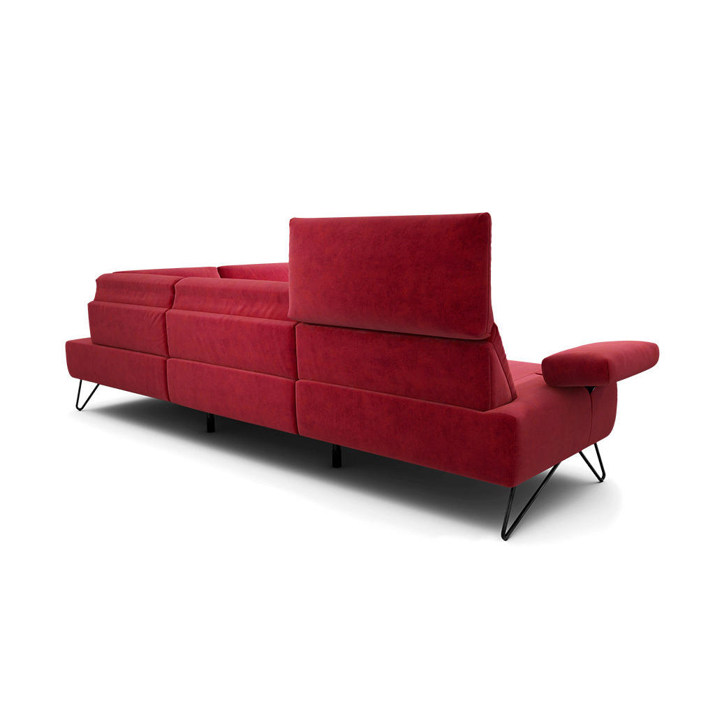 Thumbnail - Sensoo Ecksofa Cosy, Rot, Textil, 5-Sitzer, Ottomane rechts, L-Form, 288-303x213 cm, Stoffauswahl, Armteil links, Wohnzi...