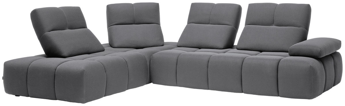 ECKSOFA in Struktur Grau  - Schwarz/Grau, Design, Kunststoff/Textil (233/313cm) - Emilio Belluti