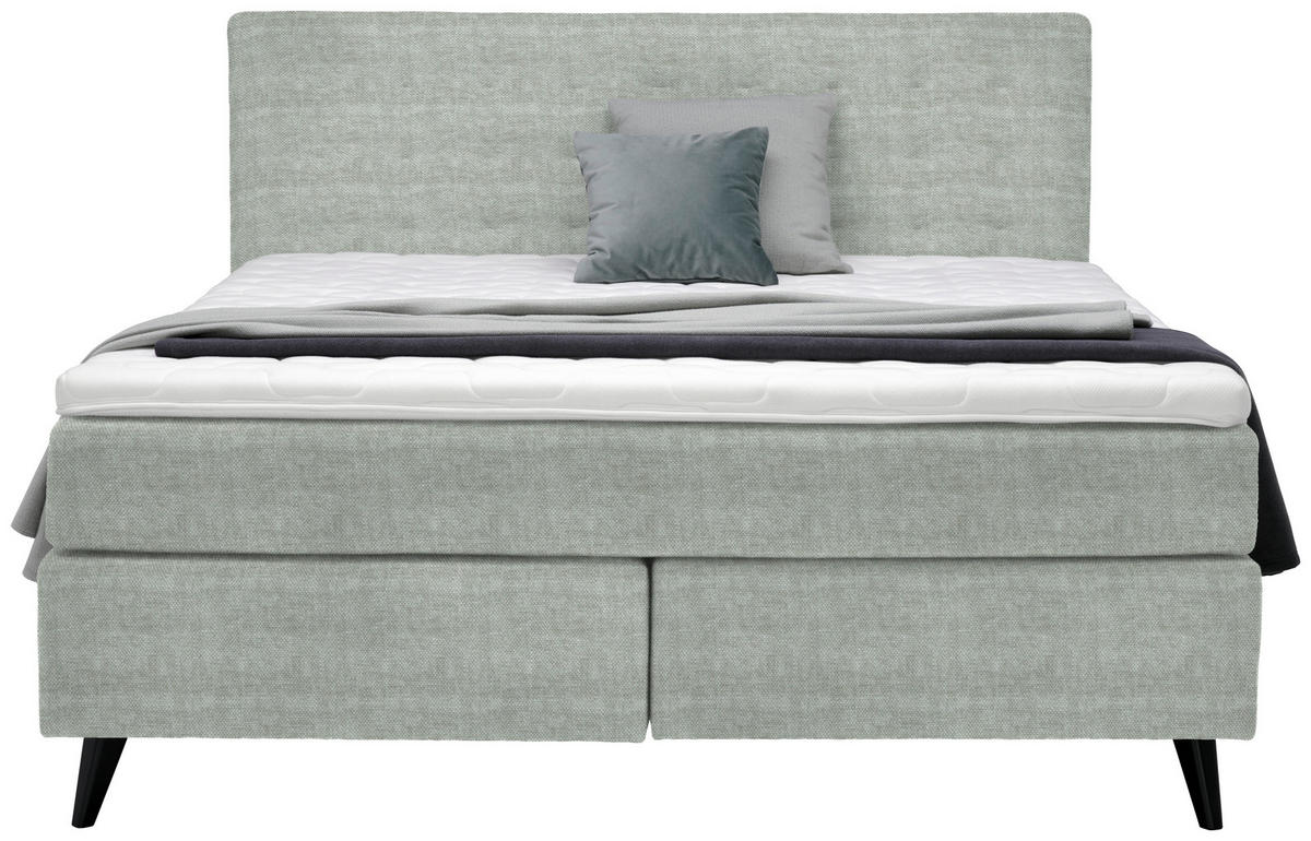 BOXSPRINGBETT 180/200 cm  in Hellgrau  - Hellgrau/Schwarz, Konventionell, Holz/Textil (180/200cm) - Voleo