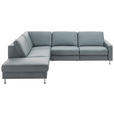 ECKSOFA  in Echtleder Grau  242/275 cm  - Alufarben/Grau, Design, Leder/Metall (242/275cm) - Dieter Knoll