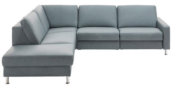 ECKSOFA  in Echtleder Grau  242/275 cm  - Alufarben/Grau, Design, Leder/Metall (242/275cm) - Dieter Knoll