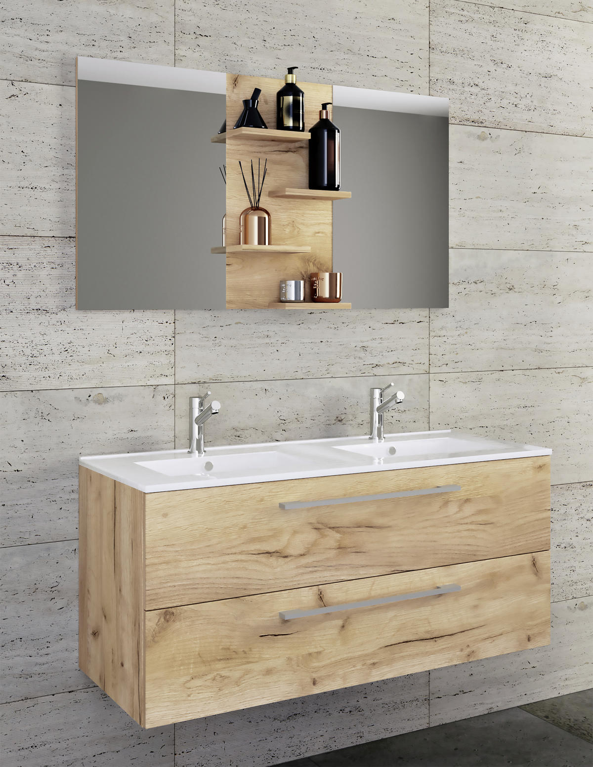 BADEZIMMER  in 112 cm  - Honigeiche/Weiß, MODERN, Keramik/Holzwerkstoff (112cm) - MID.YOU