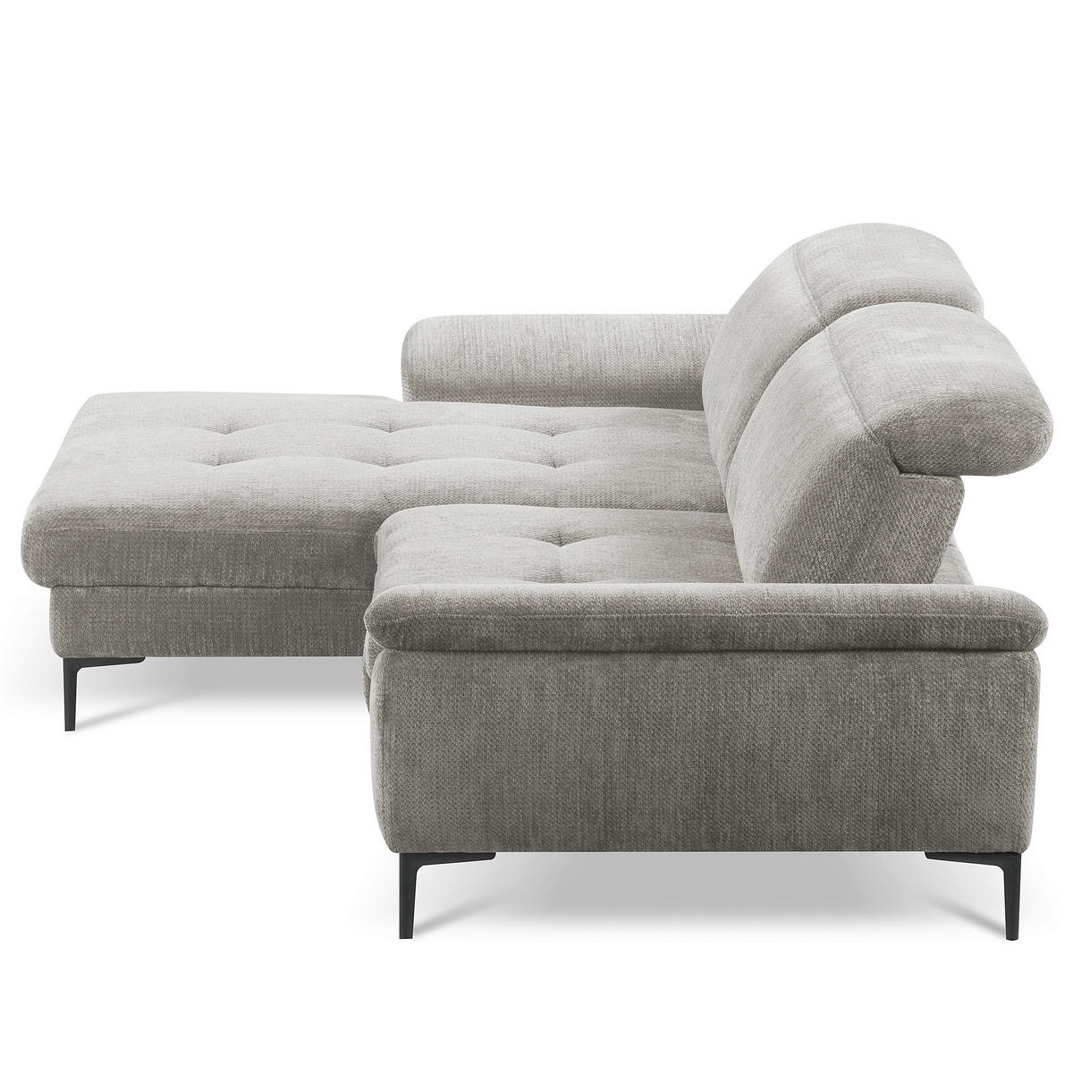 ECKSOFA  Webstoff Greige  - Greige/Schwarz, Design, Textil/Metall (195/268cm) - Livetastic